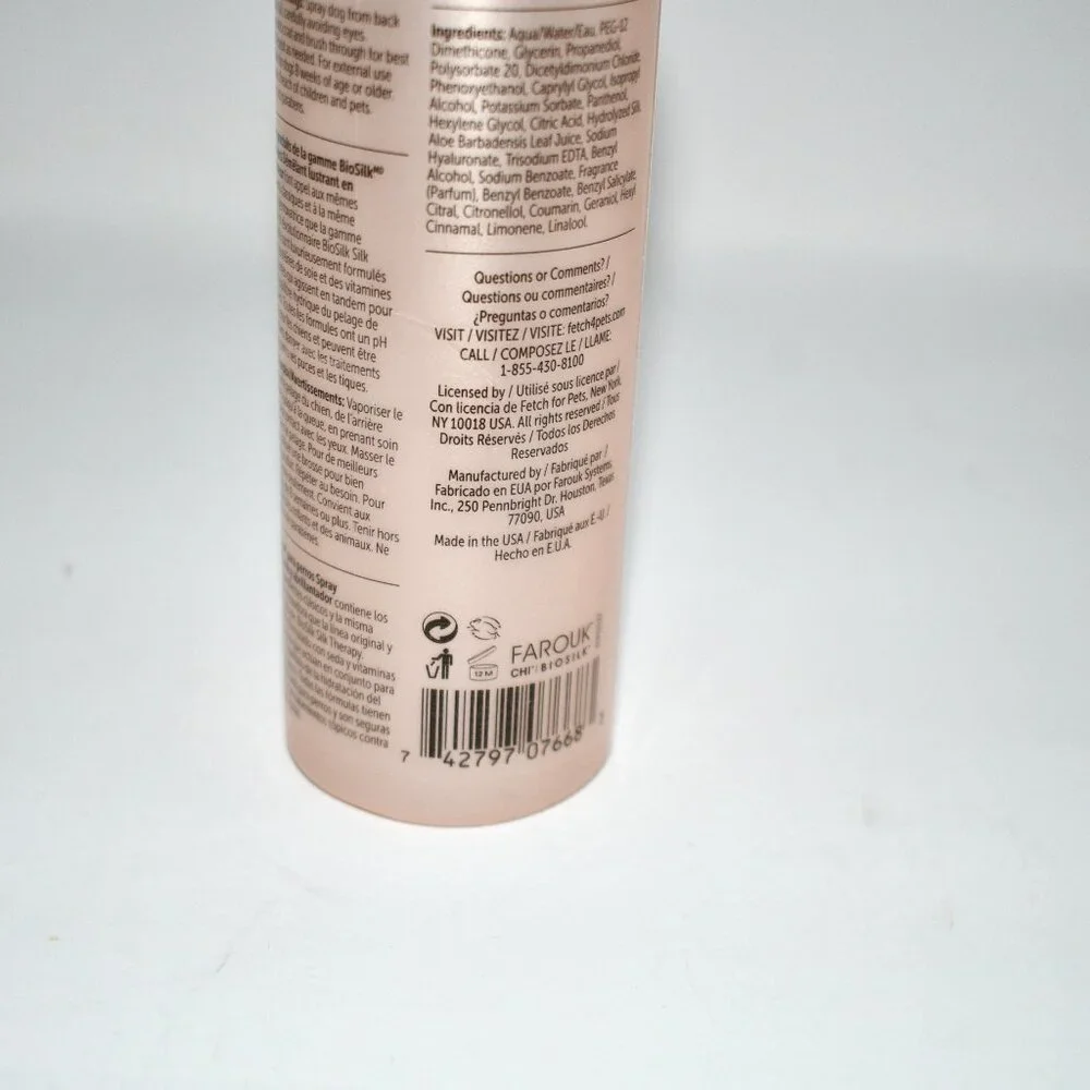 BioSilk for Dogs Silk Therapy Detangling & Shine Spray – Jasmine & Honey Scent,